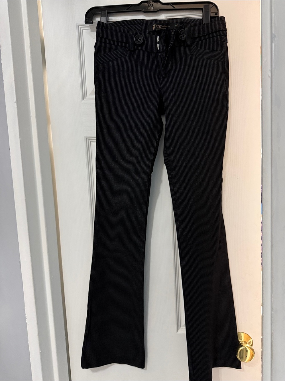 grass collection Black Pinstripe Trousers